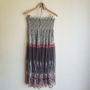 Lapis Halter Tie Neck Sheer Boho Lined Dress